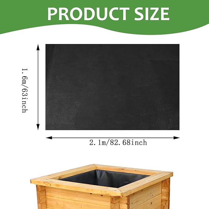 Longzhuo 63" X 83" Raised Garden Bed Liner - Non Woven Fabric for Winter Greenhouse Vegetable Gardening, Cuttable Plant Liner with Soil Containment & Water Drainage for Flower Pots