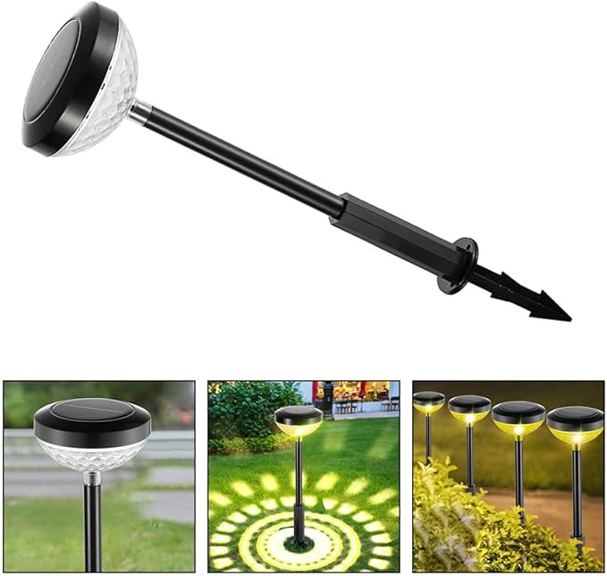 BESPORTBLE Solar Garden Stake Lights Outdoor Decorative Solar Pathway Lamps for Yard Patio Waterdrop Projection and Steady Breathing Mode