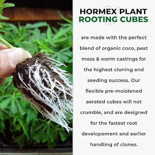 Hormex Rooting Powder #3 & Rooting Cubes Combo - Rooting Hormone for Semi-Softwood Cuttings & Organic Peat Moss Coco Plugs - Fast, Healthy Root Growth for Propagation, Hydroponics, & Seed Starting