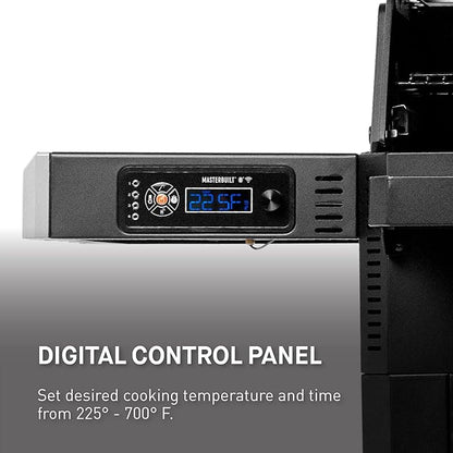 Masterbuilt® Gravity Series® 600 Digital Charcoal Grill and Smoker,WiFi Technology, GravityFed™ Charcoal Hopper, 600 Cooking Sq. Inches, Reversible Smoke&Sear Cast Iron Grates, Black, Model MB20041023