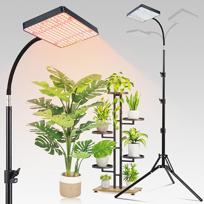 FECiDA Sunlight Plant Grow Light with Tripod Stand, 25 Watt Grow Lights for Indoor Plants, Seed Starting, Daisy Chain Function, Plug and Play, 24"-64" Height Adjustable