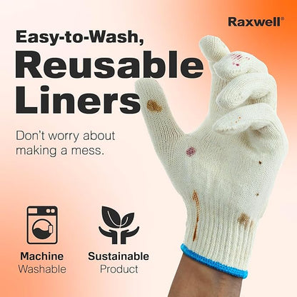 Raxwell BBQ Gloves - 6 Heat Resistant Cotton Liners + 100 Nitrile Food Prep Gloves for Barbecue Smoker, Cooking & Hot Food - Size X-Large - Grilling Accessories