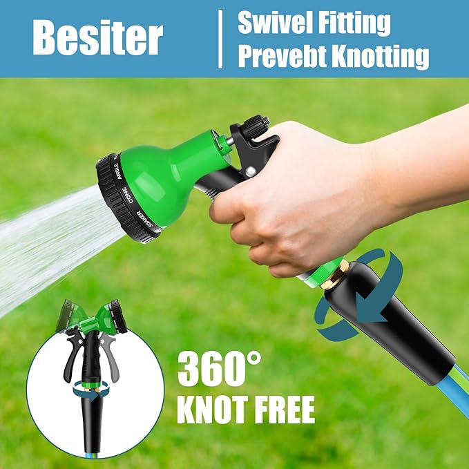 Flexible Short Garden Hose 5/8” 10FT: Hybrid Rubber Portable Length Hose - Lightweight Water Hose with Male to Female Fittings - Tangle-Free Hose for Cleaning Park, Car Wash, Outdoor, Watering