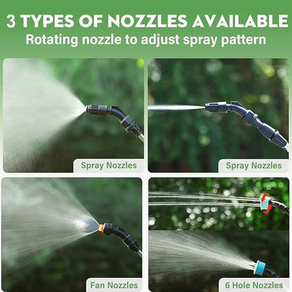 Battery Powered Sprayer Wand,Electric Plant Sprayer Telescopic Watering Wand with 16.4FT Hose,Rechargeable Electric Watering Sprayer Handle with 3 Adjustable Nozzles & Filter for Lawn, Yard and Garden