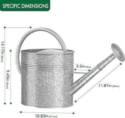2.5 Gallon Metal Watering Can, Galvanized Watering Can for Outdoor Indoor Plants, Large Water Can for Plants and Garden Flower