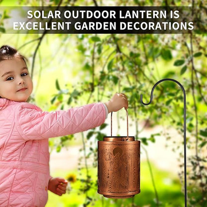 Solar Lanterns Garden Decor Birthday Gifts for Women Mon Grandma Metal Hanging Solar Lights Waterproof Outdoor Decoration for Outside LED Lanterns for Yard Patio Lawn Pathway(Wolf)