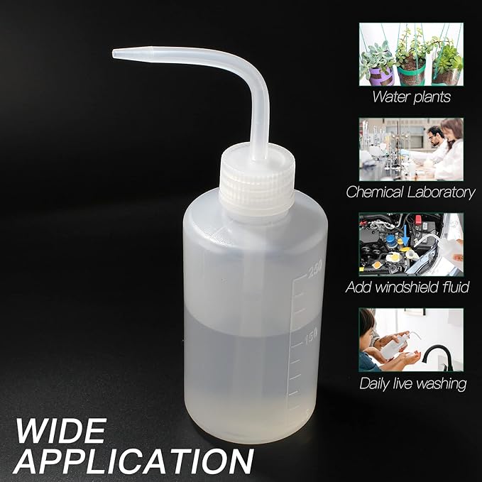 Piutouyar 2Pcs Plastic Wash Bottle 250ml Plant Squeeze Bottle, Wash Squirt Bottle, Succulent Watering Can for Indoor Plants Flower (8oz)