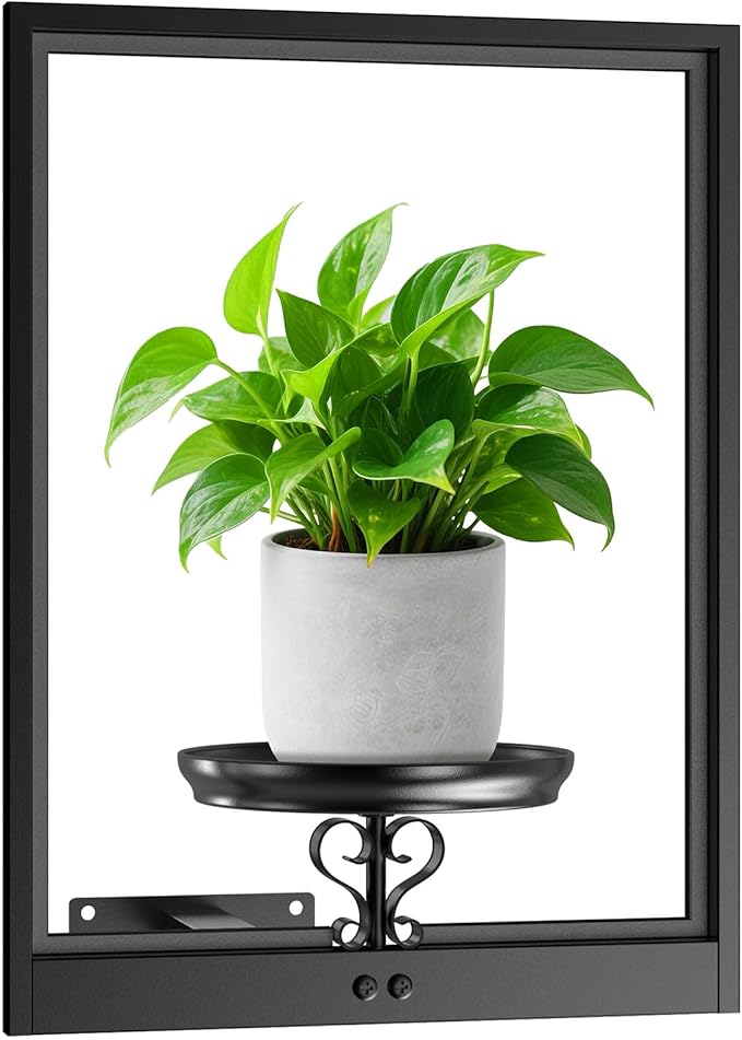 VEILS Wall Planters for Indoor Plants, 3D Floating Wall Mounted Shelf for Home Decor, Black Frame Plant Holder Stand, Modern Housewarming Gift Set for Living Room, Bedroom, Bathroom, Office, 1PC