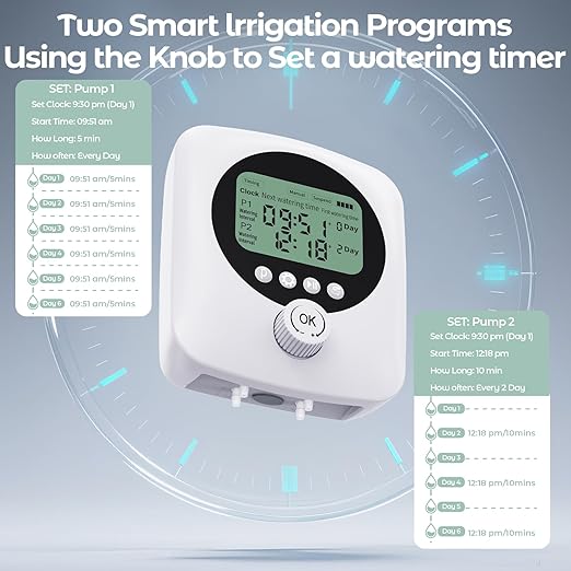 Dual Pump Automatic Plant Waterer Indoor, Self Watering System for 30 Potted Plants, Vacation Plant Watering Devices, Automatic Watering System with Digital Programmable Water Timer