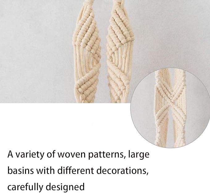2PCS Macrame Plant Hanger Indoor Outdoor, Decorative Boho Plant Holders for 5 to 10 Inch Plant Pots Woven Hemp Rope Hanging Basket for Indoor Outdoor Balcony Ceiling