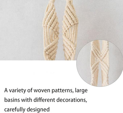 2PCS Macrame Plant Hanger Indoor Outdoor, Decorative Boho Plant Holders for 5 to 10 Inch Plant Pots Woven Hemp Rope Hanging Basket for Indoor Outdoor Balcony Ceiling