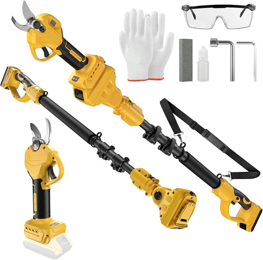 2 IN 1 Electric Pruning Shears Cordless with Pole for Dewalt 20V MAX Battery, 14Ft Reach, 1.2" Cutting Diameter, Brushless Motor Pruner - for Gardening & Tree Trimming (No Battery)