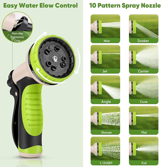 Garden Hose 175ft, Stainless Steel Heavy Duty Water Hose with 10 Function Nozzle Flexible, Lightweight, No-Kink, Pet Proof, Puncture Proof Metal Hose for Yard, Outdoor