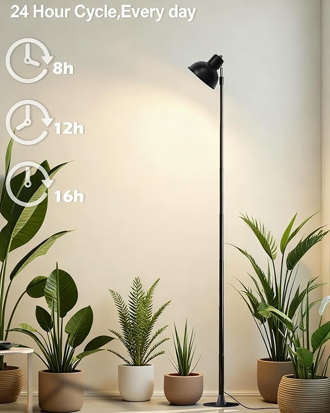 yadoker Plant Grow Light for Indoor Plant, Aluminum LED Grow Light,Elevating Plant Lamp,Height Adjustable,Automatic Timer with 8/12/16Hours,10-Level Brightness,Ideal for Large Plant Grow