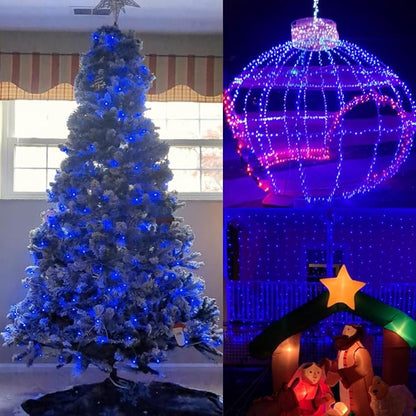 YEGUO 165ft 500 LED Blue Christmas Lights Outdoor Waterproof, Clear Wire String Lights Indoor Plug in, 8 Modes Twinkle Tree Light for Xmas Party Garden