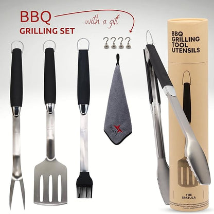 Grill Set – Grill Tools, BBQ Tools, Grilling Set, Grilling Utensils – Premium Stainless Steel, Heavy Duty & Rust-Resistant, Extra Long Handles, Comfortable Grip for Easy Outdoor BBQ Cooking