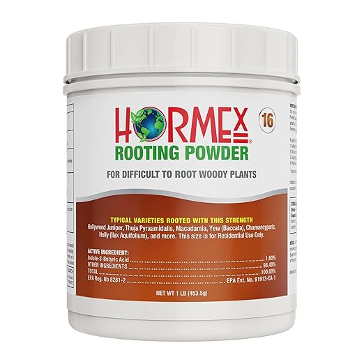 Hormex Rooting Powder #16 (1.60 IBA) - Fast-Acting Rooting Hormone for Difficult Hardwood & Tree Cuttings - Root Stimulator for Plant Cloning - Strong Growth for Maximum Propagation Success, 1LB