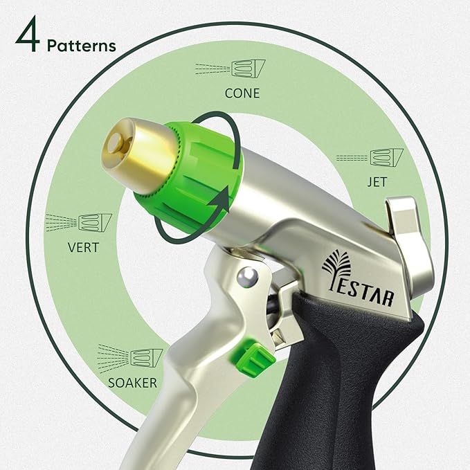 Garden Hose Metal Nozzle Spray With 4 Adjustable High Pressure Patterns Hose Nozzle and Water Pistol Nozzle for Watering Plants