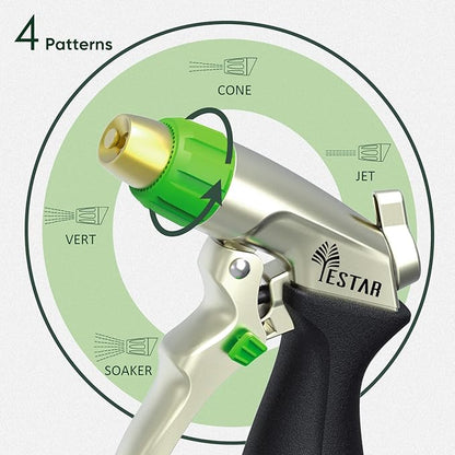 Garden Hose Metal Nozzle Spray With 4 Adjustable High Pressure Patterns Hose Nozzle and Water Pistol Nozzle for Watering Plants