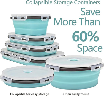 8 Collapsible Food Storage Containers, Silicone Collapsible Food Storage Containers, Collapsible Food Storage Silicone, Rv Collapsible Bowls, Collapsible Storage Containers for Food Camping