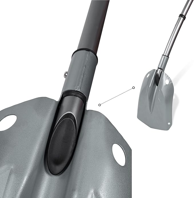 G2 Backcountry Lightweight Telescopic Avalanche Snow Shovel, Storage Down to 13 inch, Durable Aluminum Alloy Material, ABS Anti-Slip Proof Handle, Compact Storage Size (Grey)