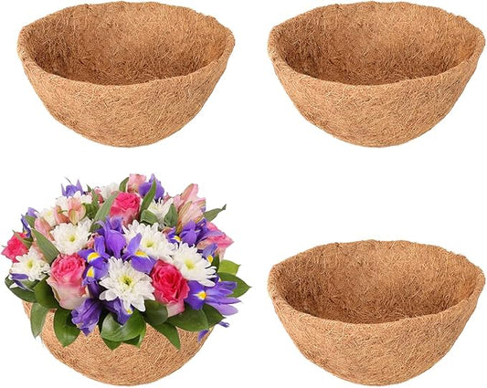 Legigo 4 Pack 10 Inch Hanging Basket Coco Liners Replacement, 100% Natural Round Coconut Coco Fiber Planter Basket Liners for Hanging Basket Flowers Vegetables
