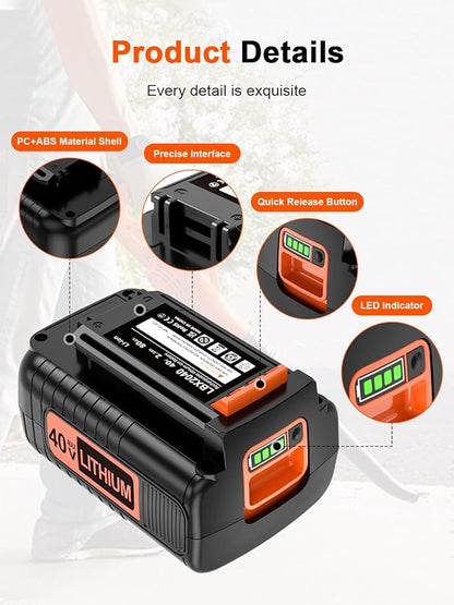 IEFUU 40 Volt MAX 2.0Ah Battery Compatible with Black and Decker 40V Lithium Battery Max LBX2040 LBXR2036 LBXR36 LBX1540 LST540 LST136W, Compatible with Black & Decker 40V Power+ Tool Batteries
