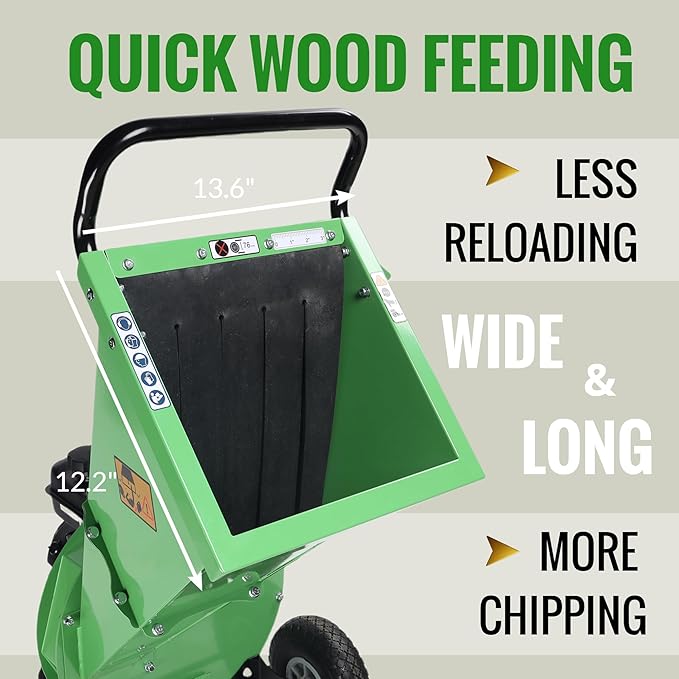 S1 Wood Chipper, 20: 1 High Reduction Ratio, 7 HP 212cc Heavy Duty Engine Gas Powered, 3" Max Wood Diameter Capacity, Robust Shredder Mulcher with Large Cutting Rotor