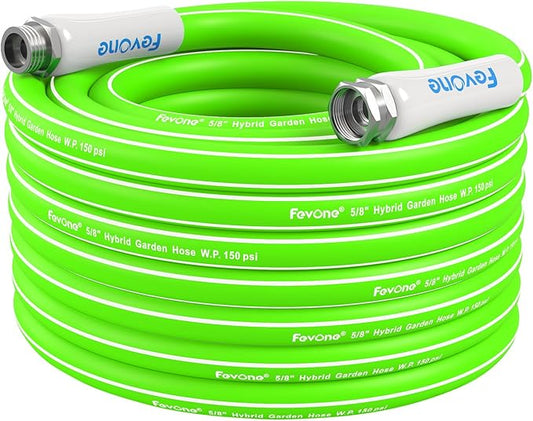 Fevone Garden Hose 50 ft., Lightweight Hybrid Water Hose, Flexible and Durable, Leak-Free Connections
