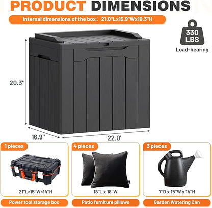 32 Gallon Deck Box Outdoor Indoor Waterproof Storage Box for Patio Furniture, Pool Accessories, Garden Tools, and Cushion Storage, Gray
