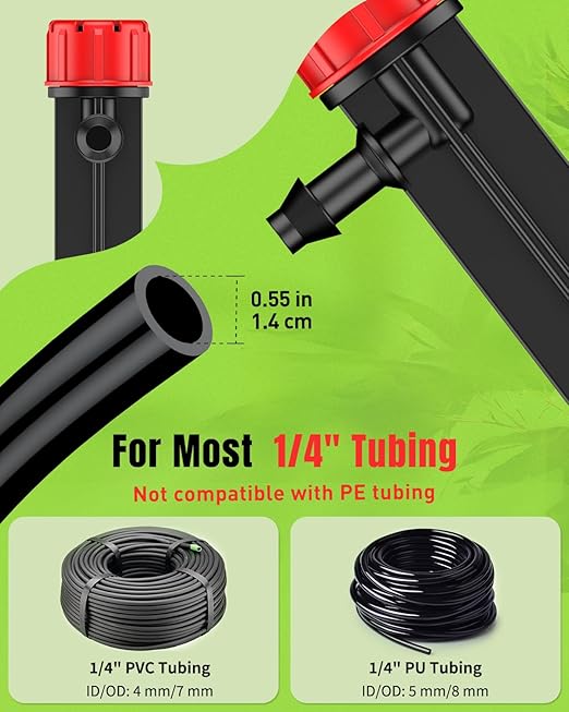 Pawfly 60 Pcs Drip Irrigation Emitters, Garden Drippers for Plants Watering System, Sprinkler Heads with Adjustable 360 Degree Water Flow, Drip Emitters for 1/4" Drip Irrigation Tubing