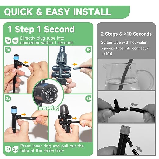 Quick-Connect 200FT Drip Irrigation System Kit, Automatic Garden Plant Watering System for Greenhouse, Yard, Lawn, with 1/2 inch 1/4 inch Irrigation Tubing Hose and Accessories