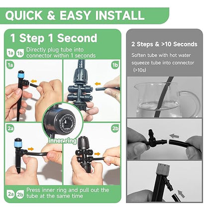 Quick-Connect 200FT Drip Irrigation System Kit, Automatic Garden Plant Watering System for Greenhouse, Yard, Lawn, with 1/2 inch 1/4 inch Irrigation Tubing Hose and Accessories
