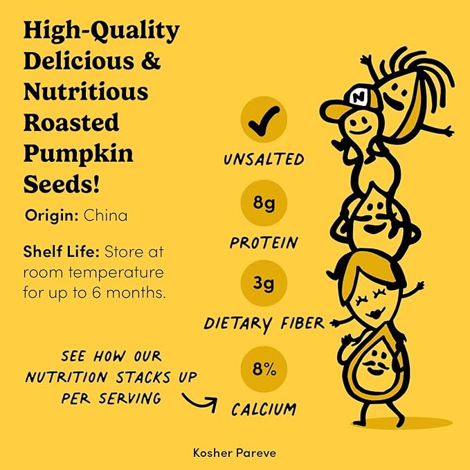 Nuts.com Roasted Unsalted Pumpkin Seeds In Shell, 2 Lb Bag – Rich in Fiber, Calcium & Potassium - Gluten-Free, Kosher Pareve Pumpkin Seeds Snack Pack, Protein Snacks for Adults & Kids