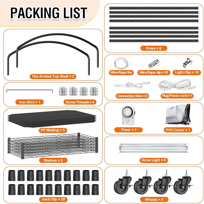Small Indoor Greenhouse with Grow Light & PVC Cover Portable Mini Greenhouse Tent Shelves Adjustable 5 Tier Metal Plant Stand with Grow Light for Indoor Plants, Seed Starting, 29.5"x13.7"x71"