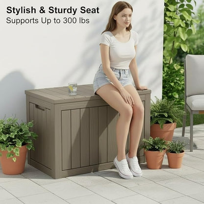 45 Gallon Lockable Deck Box for Indoor & Outdoor Storage, All-Weather Water Resistant Chest for Garage, Holiday Decor, Patio Cushions & Tools