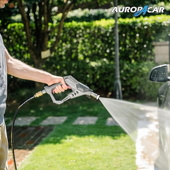 Pressure Washer Hose 100FT with 3/8 Inch Quick Connect, Kink Resistant High Tensile Wire Braided, with 2 pcs M22 14mm Adapter Set, 4200 PSI Power Washer Hose