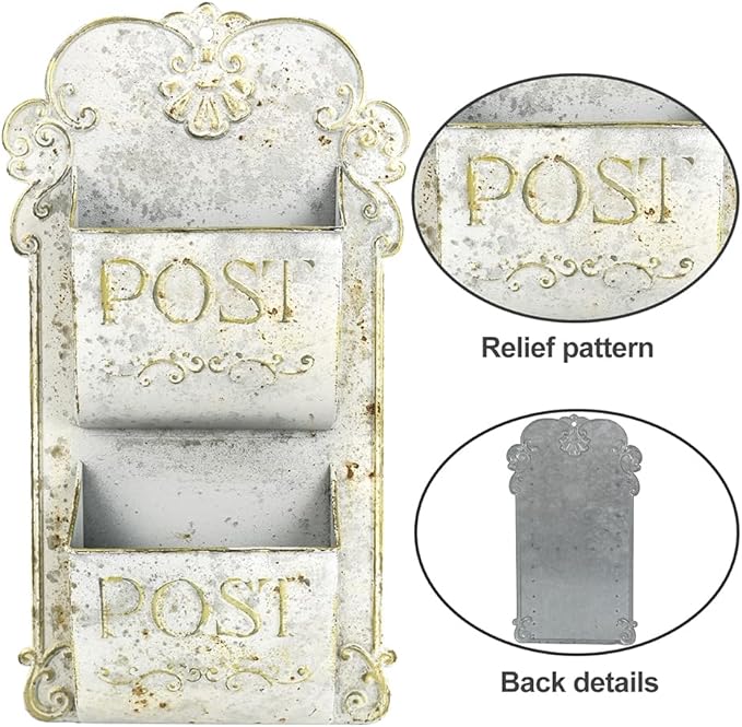 All Chic Metal Wall Planter - Outdoor Rustic Wall Mount Hanging Planter, White Gold