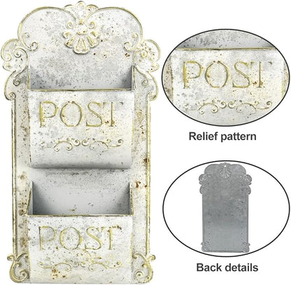 All Chic Metal Wall Planter - Outdoor Rustic Wall Mount Hanging Planter, White Gold