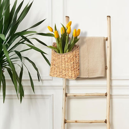 Woven Hanging Water Hyacinth Baskets, Hanging Wall Wicker Basket, Handmade Organizer Baskets, Hanging Flower Basket for Shelves, Walls, Doors, Balconies, Front of House, Garden, Farmhouse, Home.