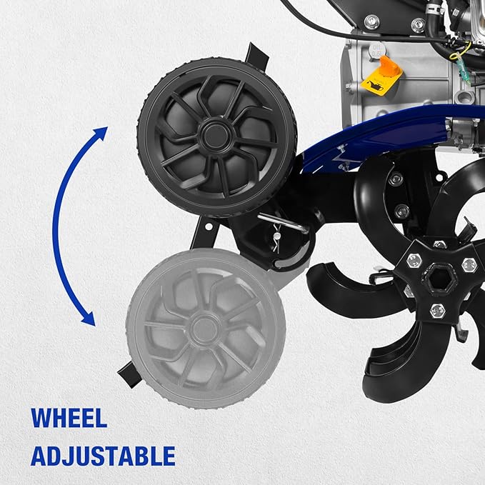 BILT HARD 24'' 99cc 4-Cycle Gas Tiller Cultivator, Variable Width Front Rotating Tines Tiller, 11.8'' Max Working Depth, Adjustable Handle & Wheels Rototiller for Weeding, Cultivating, Digging