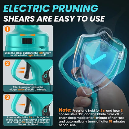 Electric Pruning Shears Cordless Pruner Shears Brushless 2.0 Inch Cutting Diameter with 2 * 2Ah Battery Pruning Shears Garden Tool for Tree Trimming Branch Cutter