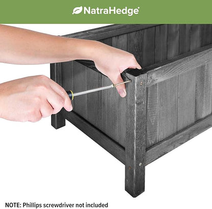 NatraHedge 15" Hampton Contemporary Black Wooden Planter Box Indoor and Outdoor Use for Patio Garden (44" x 15" x 15")