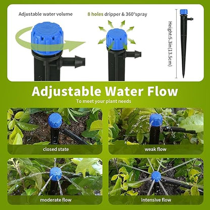 1/4 inch Drip Irrigation Emitters,100 Pcs Drip Emitters for 1/4" Irrigation Tubing Adjustable Water Flow Irrigation Drippers Drip Heads Drip Nozzles for Plants Garden Watering Raised Bed Potted Flower