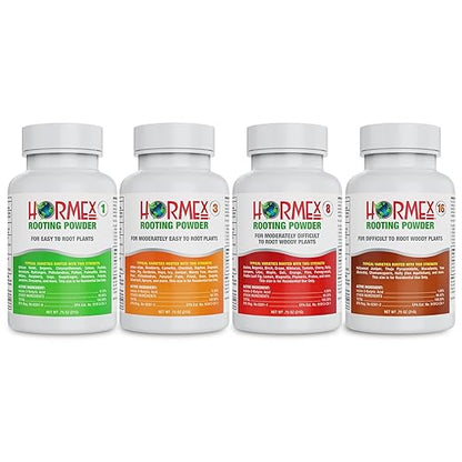 Hormex Rooting Powder #1, 3, 8, 16 (0.10-1.6 IBA) - Rooting Hormone for Delicate & Common Houseplants to Hardwood, Medicinal Plants & Tree Cuttings - Root Stimulator for Plant Cloning & Propagation