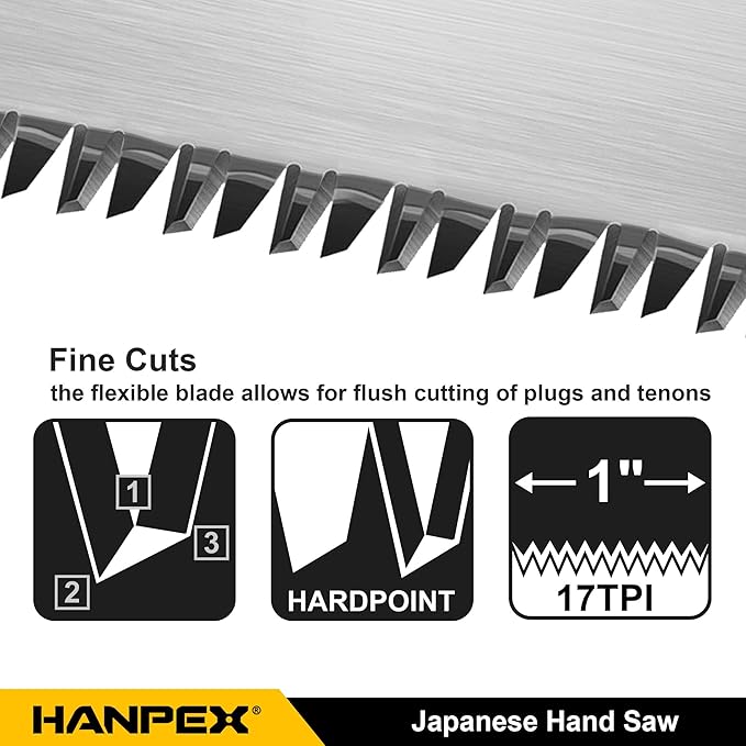 6-Inch Japanese Hand Saw, SK5 Pull Saw With Flexible Blade for Flush Cut Woodworking, DIY and Small Projects