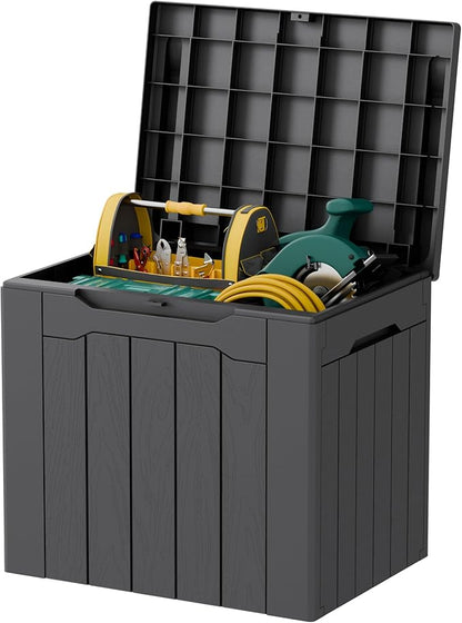 32 Gallon Deck Box Outdoor Indoor Waterproof Storage Box for Patio Furniture, Pool Accessories, Garden Tools, and Cushion Storage, Gray