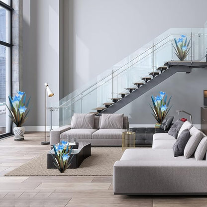 Homight Metal Agave Plant Outdoor Decoration Lily Mexican Yard Art Garden Gift Home Decor Hand Painted Metal Agave Garden Yard Statue, Outdoor Lawn Ornaments (2 Big Blue Lilies)