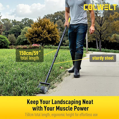 Colwelt Wheel Rotary Edger Lawn Tool 59’’, Manual Grass Edger Tool with Wheel with Extra-Wide Rubber Wheel, Garden Edger with Reinforced Bracket, Rotary Edging Tool for Landscaping Sidewalks Driveways