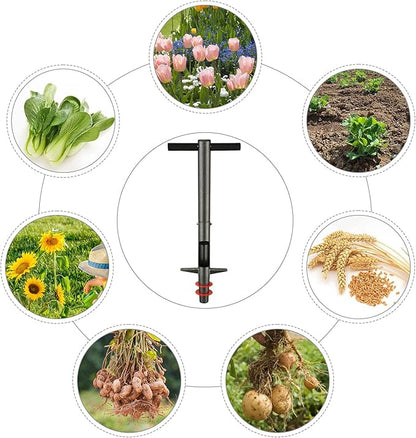 Bulb Planter Tool, 33.5 inch Long Handle Garden Sod Plugger to Dig Hole, Heavy Duty Metal Garden Tools for Soil Test Planting or Weeding Spring Flowers Bulbs,Bedding Plants,Tulips, Lilies, Potato